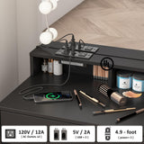 Vabches Makeup Vanity with Mirror and 10 Lights, Big Vanity with 3 Storage Compartments & Power Outlets, Vintage Vanity Set with Large Drawer and Cabinet, 39.8inch, Black Vabches