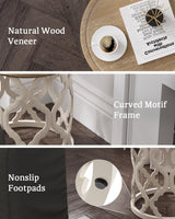 VONLUCE Farmhouse End Table,17.7'' Round French Country Side Table,Distressed Wood Tray Top Rustic Accent Table with Lipped Edge for Living Room Dining Room Bedroom,Small Space,Beige VONLUCE