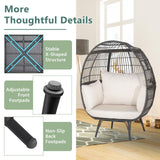 Tangkula Oversized Wicker Egg Chair, Stationary Patio Lounge Basket w/ 4 Soft Cushions, Stable Metal Frame, Gorgeous Indoor Outdoor Lounge Chair, Ideal for Living Room, Backyard, 450 LBS Max Load Tangkula