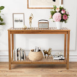 Garturects Wooden Console Table with Storage Shelf, 45 Inch Wood Entryway Table Sofa Side Table Narrow Console Tables for Indoor, Entryway, Living Room (Brown) Garturects
