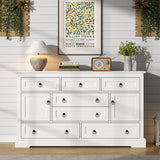 Gyfimoie Farmhouse 7 Drawer Dresser for Bedroom, 52 Inch White Chest of Drawer Dresser with Doors, Storage Dressers Organizer Cabinet for Bedroom, Living Room and Hallway Gyfimoie