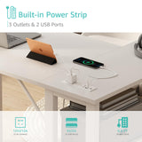 Lufeiya White L Shaped Computer Desk with Drawers & Storage Shelves, 47 Inch Corner Desk with Power Outlet for Home Office Bedroom, L-Shaped Teen PC Desks with Fabric Drawer, White Lufeiya