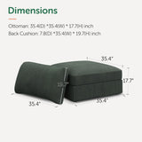 HONBAY Ottoman Module for Corduroy Modular Sectional Sofa with a Back Cushion, Storage Square Ottoman Bench for Living Room, Green HONBAY