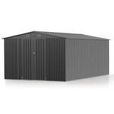 EASYHAWK 10 x 14 FT Outdoor Storage Shed, Metal Waterproof Storage Shed Steel Utility Garden Tool Shed with Door & Lock Outdoor Storage,All-Weather Shelter for Bike, Gardening Tools, Lawn Mowers EASYHAWK