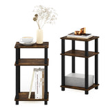 Furinno Simplistic End Side Night Stand/Bedside Table with Plastic Tubes, 1-Pack, 2-Tier Plastic Poles, Amber Pine/Black Furinno