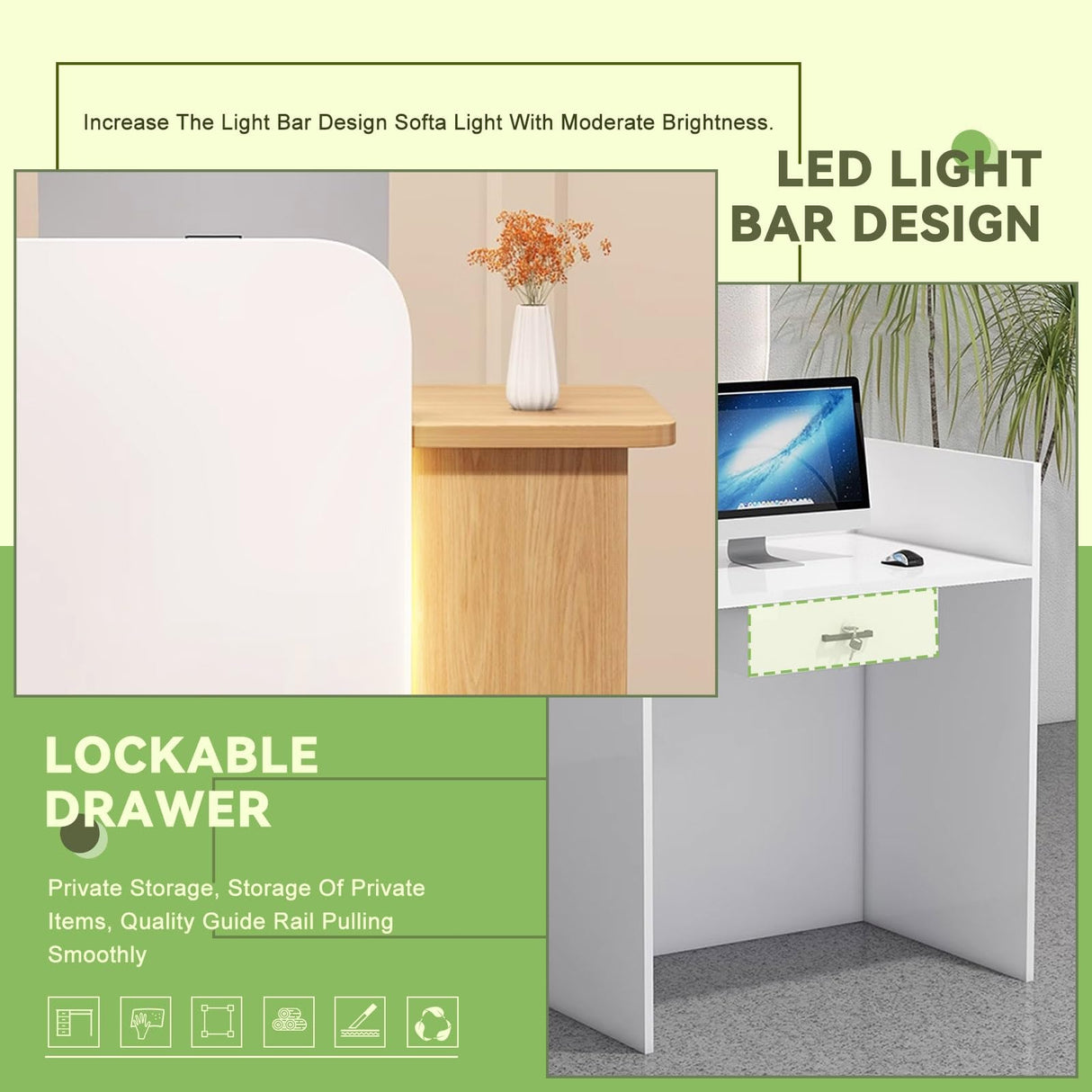 Reception Desk Room Front Desk Reception Checkout Counter 39.4" H Modern Reception Counter with Lockable Drawer, for Convenience Store Clothing Store Retail Counter(Black,32" Lx18 Wx39 H) PSYBRYTHIA