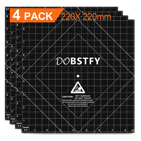 DOBSTFY 3D Printing Build Surface,with Premium Adhesive 3D Printer Heat Bed Platform Sticker Sheet,for Ender 3/Ender 3 Pro/Ender 3 V2 Neo/Ender 3 V3 KE/Ender 3 V3 SE/4Pack 8.7x8.7inch(220mmx220mm) DOBSTFY