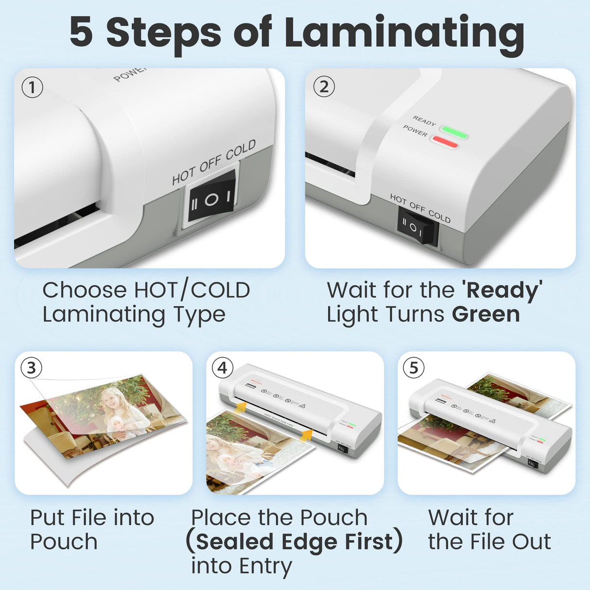 Laminator Machine,VidaTeco 9-inch Thermal Laminator with Laminating Sheets 20 pcs,Laminating Machine with 2-Min Faster Preheat,Small Personal Lamination with Patented Roller for Teacher,Home VidaTeco