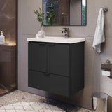 COZIMAX Vanity Soul 24" Floating Bathroom Vanity and Cultured Marble Sink with Soft Close Door (Black) COZIMAX