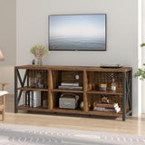 LVB TV Stand for 75 Inch TV, Industrial Wood and Metal Entertainment Center with Storage Shelf, Modern Television Media Console Table with Cabinet for Living Room Bedroom, Rustic Brown, 63in LVB