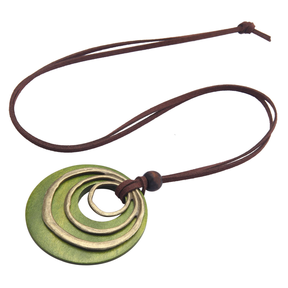joymiao Leather Necklaces for Women Boho Leather Necklace Long Wooden Neckalce Circle Vintage Necklace Wooden Pendant Long Necklaces joymiao