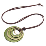 joymiao Leather Necklaces for Women Boho Leather Necklace Long Wooden Neckalce Circle Vintage Necklace Wooden Pendant Long Necklaces joymiao