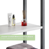 Kalrin Over-The-Toilet Storage Rack, 4-Tier Bathroom Organizer Shelf Over Toilet with Adjustable Shelf and Basket, Freestanding Space Saver Bathroom Shelves Above Toilet for Room (Gray- White) Kalrin