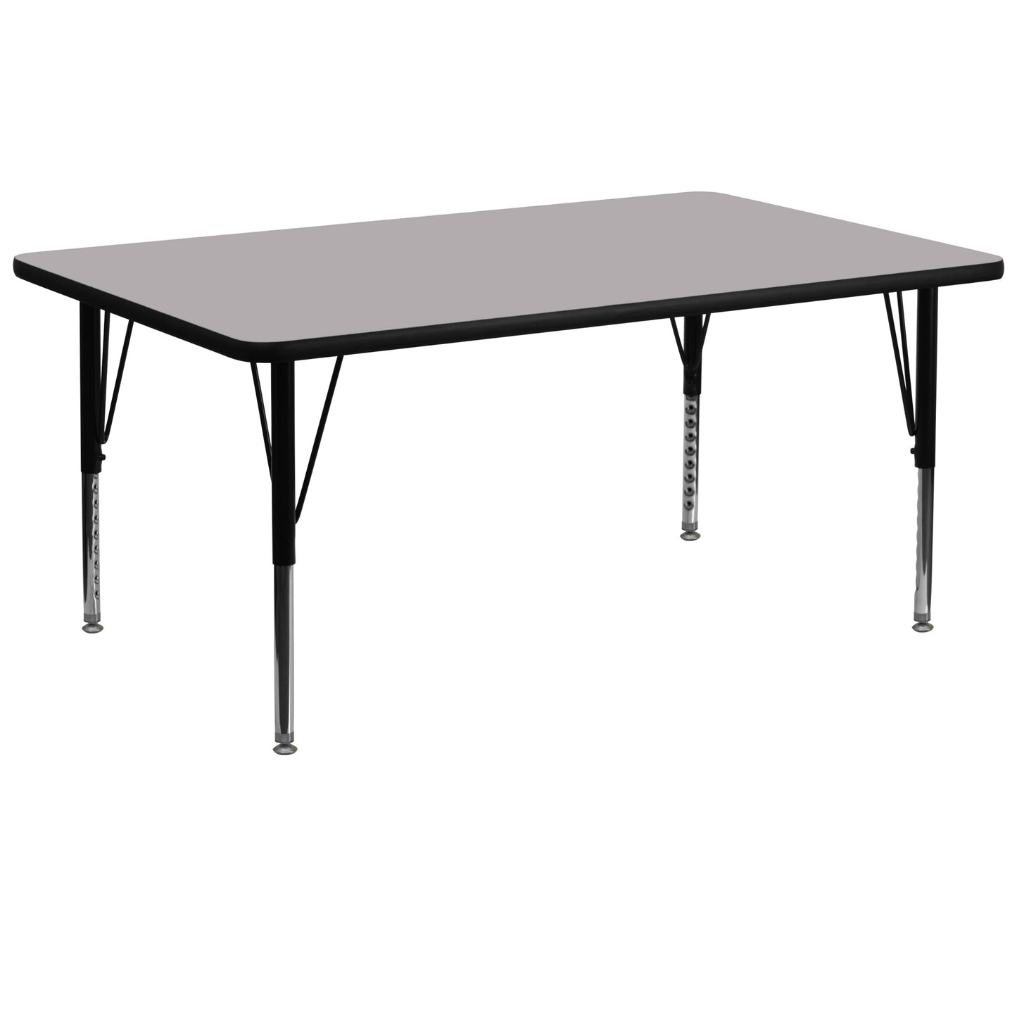 Flash Furniture 30''W x 72''L Rectangular Grey Thermal Laminate Activity Table - Height Adjustable Short Legs - WoodArtSupply