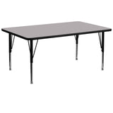 Flash Furniture 30''W x 72''L Rectangular Grey Thermal Laminate Activity Table - Height Adjustable Short Legs Flash Furniture