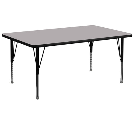 Flash Furniture 30''W x 72''L Rectangular Grey Thermal Laminate Activity Table - Height Adjustable Short Legs Flash Furniture