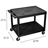 LUXOR LP27-B 27"H AV Cart - Two Shelves Luxor