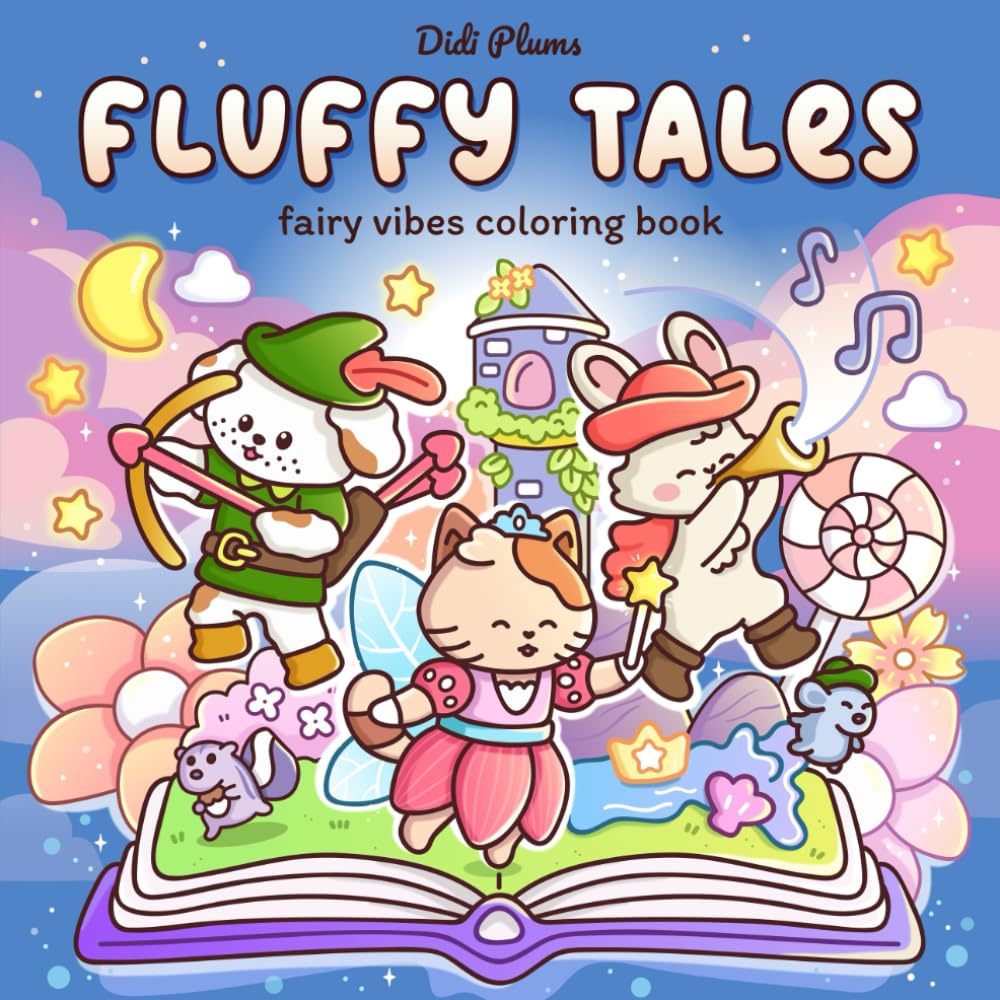Fluffy Tales: Fairy Vibes Coloring Book for Adults and Teens Featuring Cute and Fuzzy Animals in Magical Scenes for Relaxation (Fluffy Times Coloring) WoodArtSupply