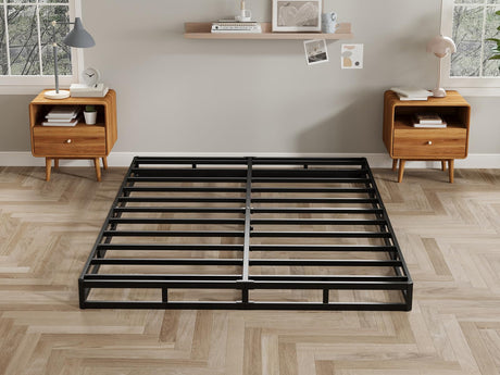 AROMUSTIME 5 Inch Box Spring Queen Low Profile Black Heavy Duty Metal Mattress Foundation/Easy Assembly/Non-Slip/Noise Free/Easy Clean Fabric Cover AROMUSTIME
