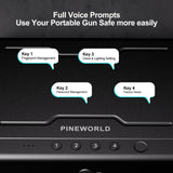 PINEWORLD Gun Safe For Handgun, Gun Case, Biometric Gun Safe For Car, Pistol Safes With Fingerprint|Passcode|Key Unlock, Full Voice Prompt Gun Lock Box with Cable, Charging Port PINEWORLD