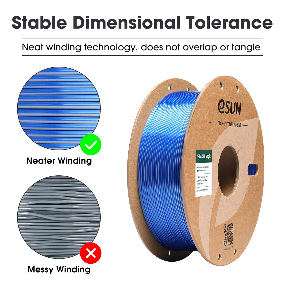 eSUN Silk Magic PLA Filament 1.75mm, Shiny Silk Dual Color Co Extrusion 3D Printer Filament, 1KG (2.2 LBS) Spool 3D Printing Color Change Filament for 3D Printers, Blue Silver eSUN