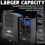 HAWKHONOR Biometric Gun Safe For Handgun, Nightstand Gun Safe, Gun Lock Box For Desk, Car, Truck, Slider Fingerprint Gun Safe Bedside, Quick Release Gun Safe With Fingerprint, PIN Code, Key Access HAWKHONOR
