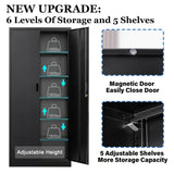 Metal Garage Storage Cabinets，71” Tall Metal File Cabinet with 5 Adjustable Shelves, Lockable Storage Cabinets for Office, Home, Garage, Warehouse 71" H x 31.5" W x 15.8" D (Black) TaskStorz