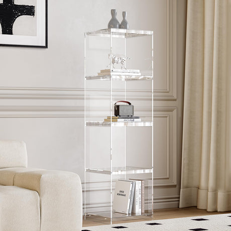 Acrylic Display Cabinet, 4-Tier Display Case in Bedroom, Living Room, Playroom, Modern Style (16" D x 16" W x 62" H) bitaycan