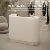 Modern Reception Desk Counter Foldable Exhibition Reception Counter with 2 Shelves, Multi-Functional Commercial Reception Desk for Lobby Hotel Bar WoodArtSupply