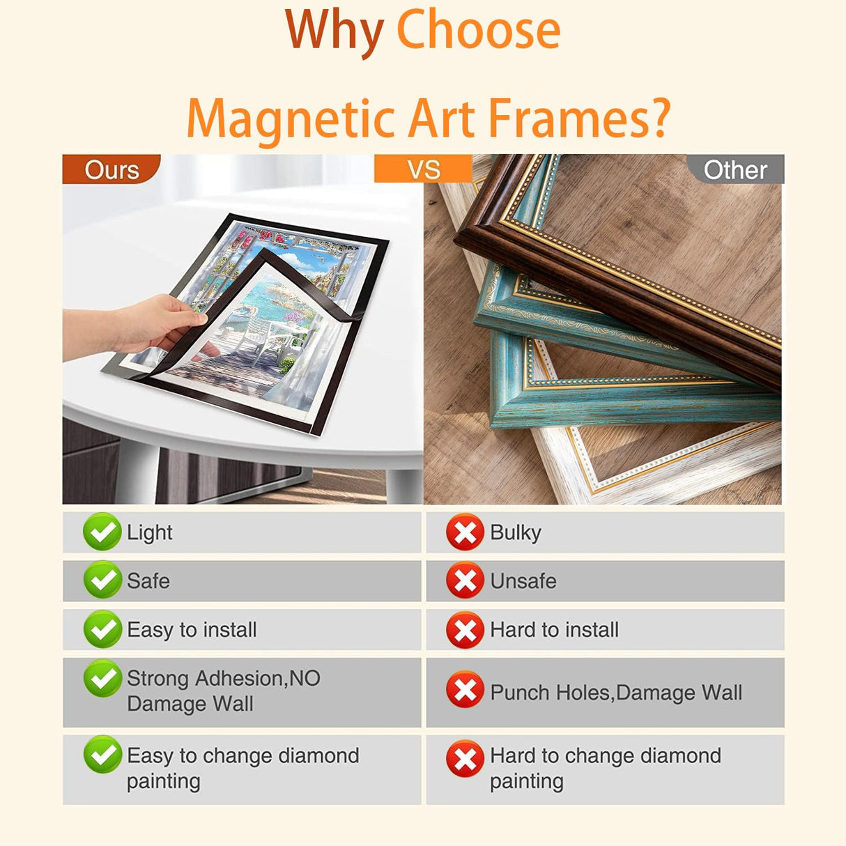 Diamond Art Frame 12x16 Inch - Diamond Painting Frames 30x40 cm Painting Suitable for 10x14in(25*35cm) Picture, Magnetic Diamond Frame, Suitabble Frames Painting for Wall Window Door - 6 Pack (Black) Majreey