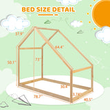 Merax Kids Twin Bed Frame with Rooftop, Montessori Wooden House Design, Sturdy and Easy to Assemble Merax