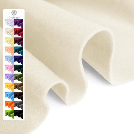 Ivory Soft Felt Fabric Sheet, 18" x 36", 1.6mm Thick - Premium Craft Felt for Sewing, DIY Projects, Embroidery, Decoration - Durable & Fade Resistant Grainear