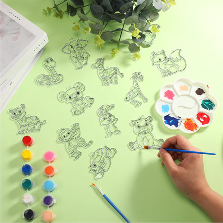 Lewtemi 36 Pcs Create Your Own Window Art Suncatcher Kits for Kids Animal Craft Suncatcher Paint with 24 Suction Cups for Ornament Painting Kids Classroom Party Activities Lewtemi