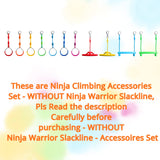 Craft Ninja Warrior Obstacle Course Accessories Kids Outdoor Play - 7pc Rings, 2pc Swing Trapeze Wheels & 2pc Monkey Bars Rainbow Craft