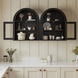 ChooChoo Modern Arched Wall Cabinet Bathroom Medicine Cabinet with Adjustable Shelf, Wall Mounted Cupboard Storage Organizer for Laundry Room, Dining Room, Living Room, Kitchen (Black) ChooChoo