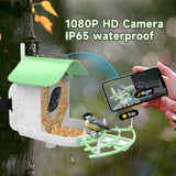Smart Bird Feeder with Camera,AI Identify Bird Species,Auto Record 2K Birds Video in Backyard Garden,Live View,Solar Powered Charging,Ideal Gifts for Family and Bird Lovers (Green) Aprilmin