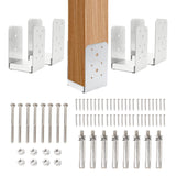 4"x4" Post Base Bracket (Internal 3.5"x3.5")，4 Pcs Stainless Steel Adjustable Post Base，Concrete Post Anchor for Deck，Pavilion, Railing, Porch Support MEWSDEN