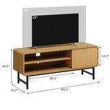 Gyger TV Stand,Mid Century Modern Entertainment Center with 2 Open Shelves，Farmhouse TV Media Console Table for Living Room,Bedroom,Television Stand up to 50 Inches,Yellow Oak Gyger