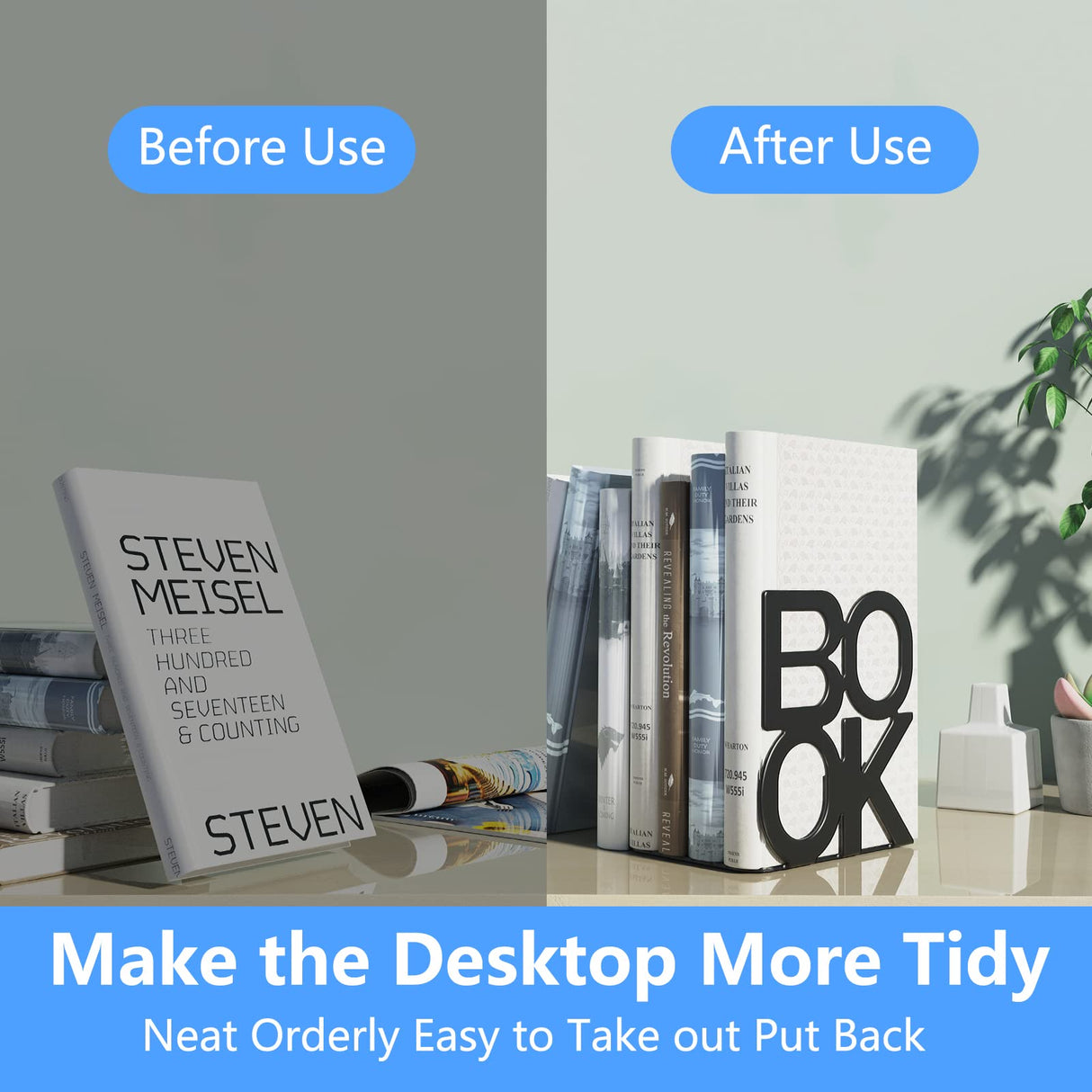 Book Ends,BookEnds Supports for Bookrack Desk,Bookend are Used for Books, Unique Appearance Design,Heavy Duty shikaman