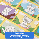 OTAOD 32 Pcs Sand Art Kits for Kids, 16 Color Art Sand kit Scenic Sand with 16 Sheets Animal Sand Art Painting Cards, DIY Crafts Set for Girls and Boys, Arts and Crafts for Kids Ages 6-12 OTAOD