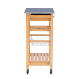 Linon Kitchen Island Granite Top, 33.88" x 22.8" x 15.63", Natural Linon