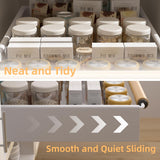Upesitom Pull Out Cabinet Organizer, 15.3'' Deep Expandable Slide Out Cabinet Organizer Fixed with Adhesive Nano Film, Slide Out Drawers Pull Out Tray for Cabinet in Kitchen, Pantry, Bathroom, White Upesitom