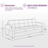 TYBOATLE 88" W Modern 3 Seater Sofa Couch, Fabric Linen Deep Seat Mid Century Couches w/ 2 USB Charging Ports and Upholstered Cushions, Comfy Sofas for Living Room, Bedroom, Apartment (Dark Gray) TYBOATLE