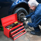 IRONMAX Portable Tool Box, 20.5’’ Lockable Steel Tool Chest Cabinet w/Comfortable Handle & 3 Drawers, Heavy Duty Storage Toolbox Tool Organizer for Garage, Warehouse, Home, Red IRONMAX