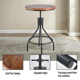 BOKKOLIK Industrial Bar Table, Counter Height 30-36inch Height Adjustable, Swivel Wooden Tabletop, Farmhouse Dinner Table for Home Kitchen，Vintage Display Stand BOKKOLIK