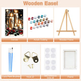 SENQAO Framed Paint by Numbers Kit for Adults Beginners with Wooden Easel, Christmas Candles Easy Paint by Number Kit with Frame, Watercolor Adult Paint by Number Framed Canvas 7.8x11.8inch SENQAO