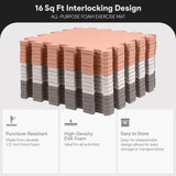 BalanceFrom Fitness 16 Tile Thick Non Slip Interlocking EVA Foam Kids Puzzle Home Floor Exercise Play Mat Set, Covers 16 Square Feet, Cream/Gray/Beige BalanceFrom
