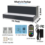 GOH&FTY LED Lighted Liquor Bottle Display Shelf,APP 16 inche 2Step LED Bar Shelves with Wireless Remote& Multicolor LED Light ,Bar Stand for Home Bar Accessories GOH&FTY