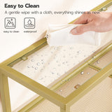 HOOBRO 29.5" Narrow Console Table, 3-Tier Tempered Glass Sofa Table, Small Side Table, Modern Entryway Table, for Entrance, Living Room, Foyer, Hallway Bedroom, Gold GD21XG01G1 HOOBRO