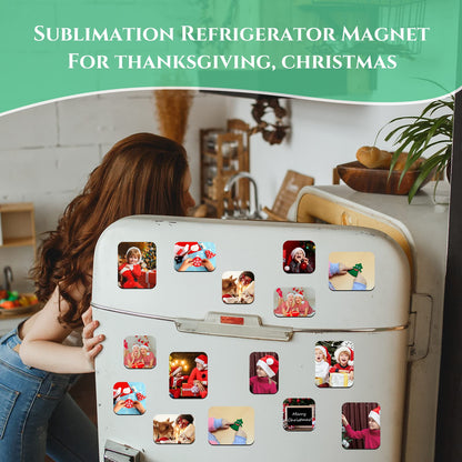 Xuhal 60 Pcs Sublimation Magnet Blanks Sublimation Blank Refrigerator Magnets Products for Kitchen Microwave Oven Office Decor, with 30 Pcs Square Blanks and 30 Pcs Fridge Magnets, 3 Sizes